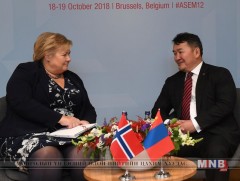 Ерөнхийлөгч Х.Баттулгад Норвегийн Хаант улсын Ерөнхий сайд бараалхав