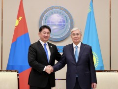 Монгол Улсын Ерөнхийлөгч У.Хүрэлсүх Бүгд Найрамдах Казахстан Улсын Ерөнхийлөгчтэй уулзлаа