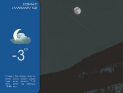 ЦАГ АГААР: Улаанбаатарт шөнөдөө 3 хэм хүйтэн 