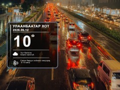 ЦАГ АГААР: Улаанбаатарт шөнөдөө 10 хэм дулаан 