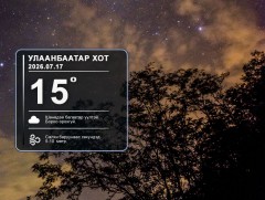 ЦАГ АГААР: Улаанбаатарт шөнөдөө 15 хэм дулаан