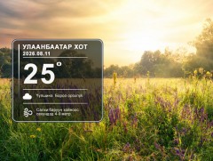ЦАГ АГААР: Улаанбаатарт өдөртөө 25 хэм дулаан